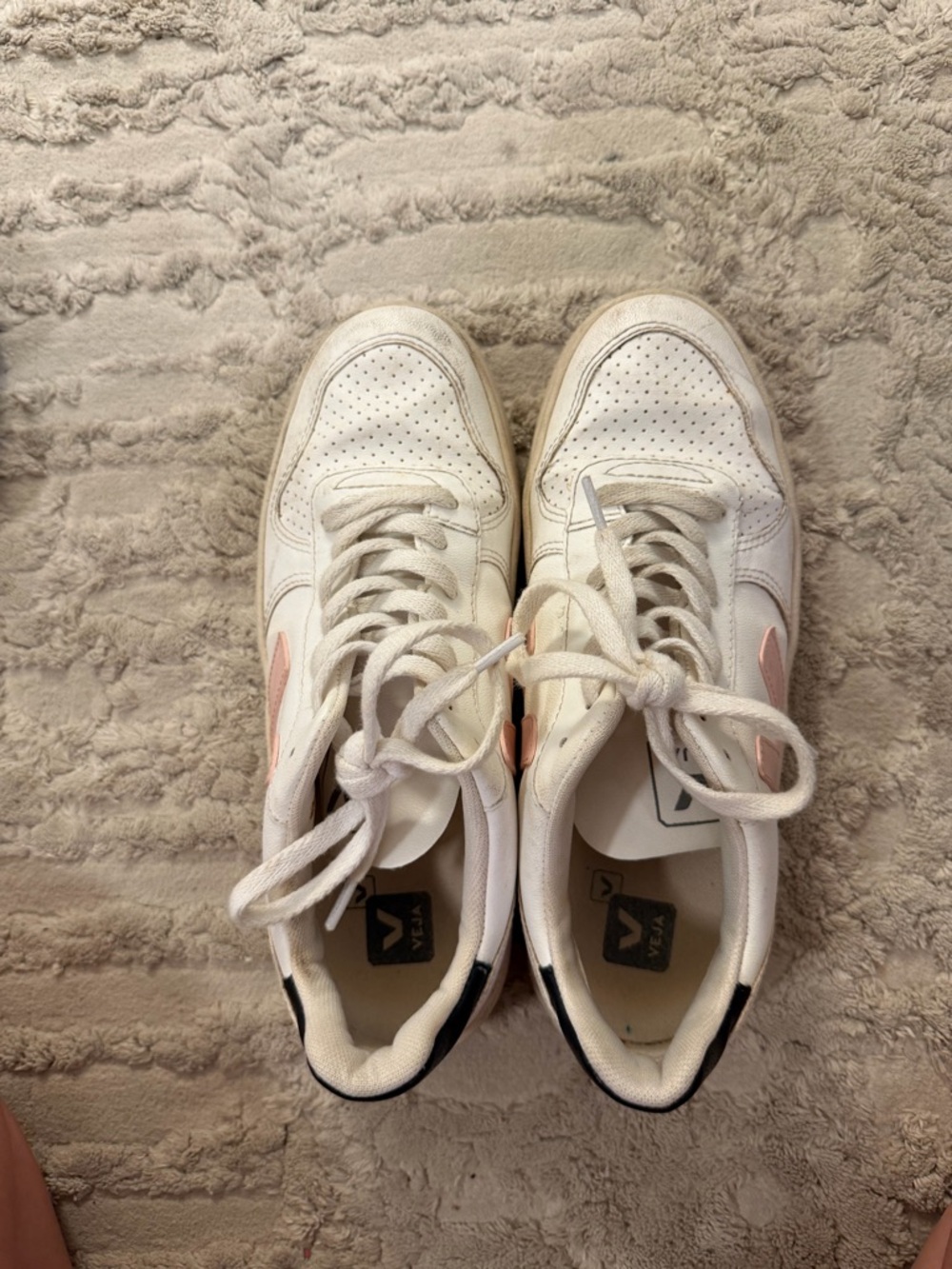 Veja Off-White Canvas Sneakers with Black Heel Tab